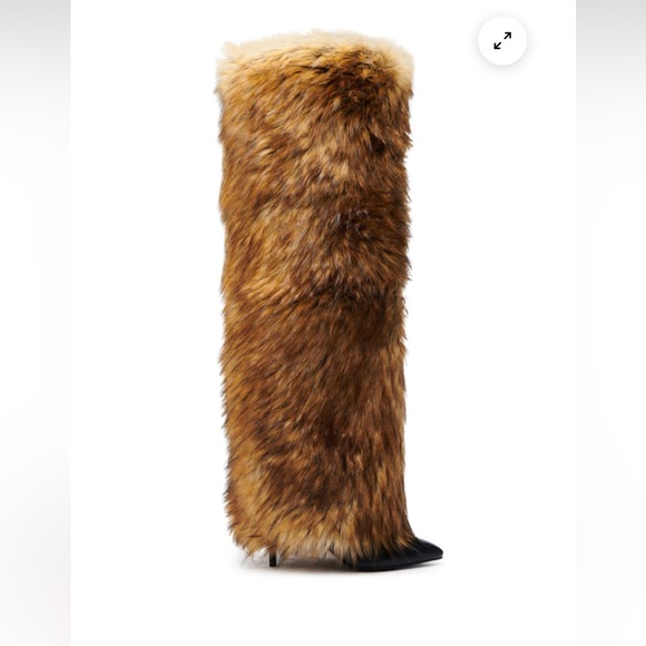 AKIRA Shoes - AKIRA Tall Faux Fur Over-the-Knee Boots in Brown with Black Toe